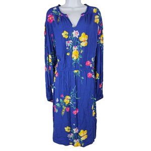Old Navy Royal Blue Floral V Cut Plus Size Dress
